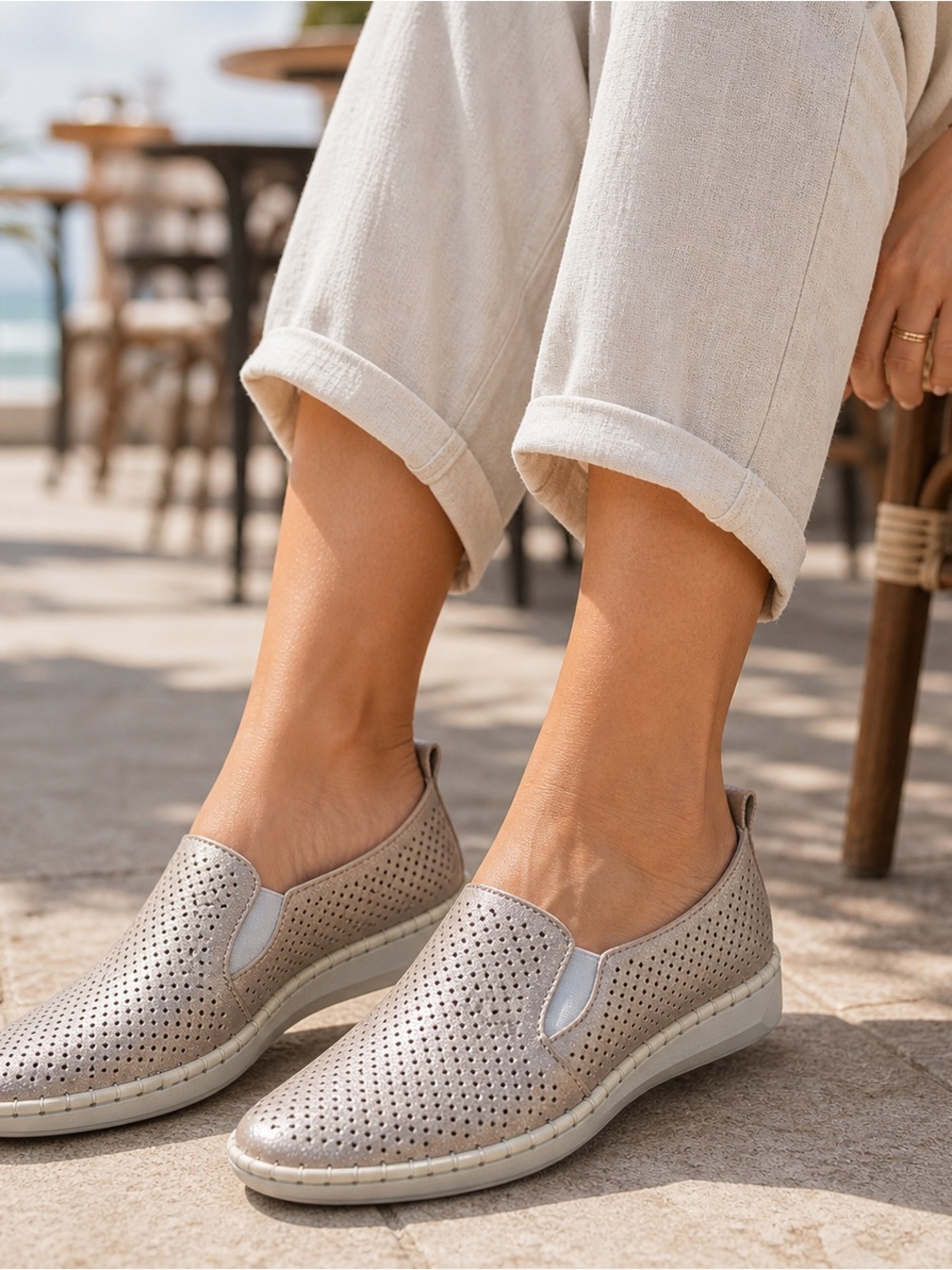 Bernie Mev Memory Foam Comfort Perforated Slip-On Loafers EU 37 (US 6.5-7) NWT